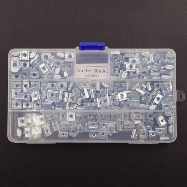 250pcs Aluminum Extrusion Profile 2020 Series T Slot Slide in Nut, T Slot 6mm Drop in Nut Assortment Kits