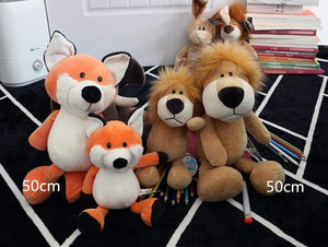 Planet Gates 25cm Soft Animal World Plush Toys Lion Elephant Fox Raccoon Giraffe Forest Animals Appease Playmate Calm Doll Christmas Gifts