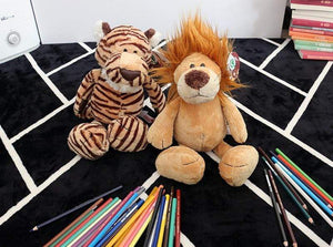 Planet Gates 25cm Soft Animal World Plush Toys Lion Elephant Fox Raccoon Giraffe Forest Animals Appease Playmate Calm Doll Christmas Gifts