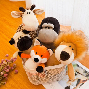 Planet Gates 25cm Soft Animal World Plush Toys Lion Elephant Fox Raccoon Giraffe Forest Animals Appease Playmate Calm Doll Christmas Gifts