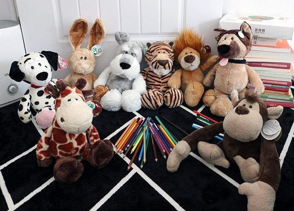 Planet Gates 25cm Soft Animal World Plush Toys Lion Elephant Fox Raccoon Giraffe Forest Animals Appease Playmate Calm Doll Christmas Gifts