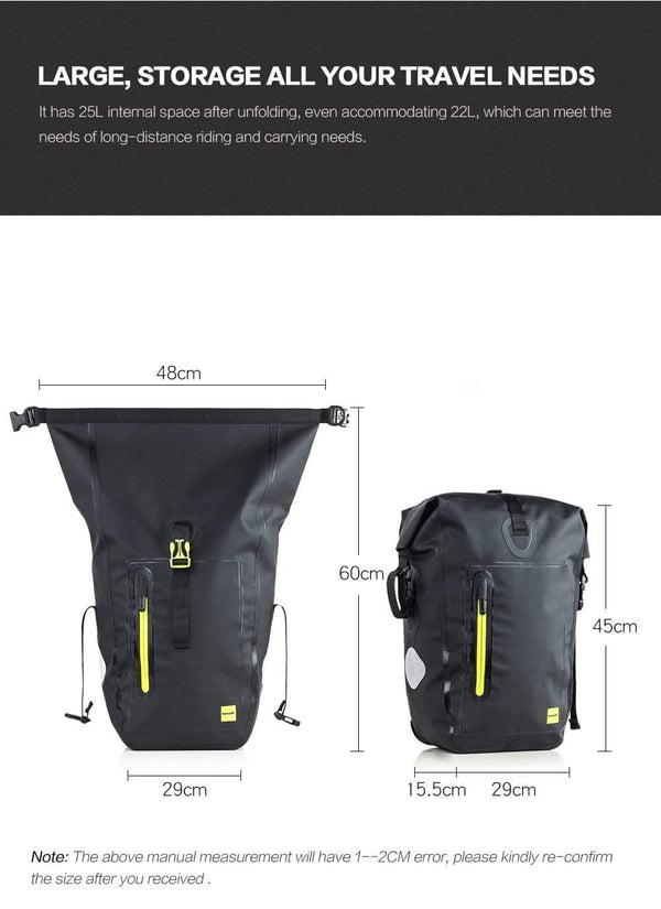 Planet Gates 25L black 25L Cycling Bike Bags MTB Bike Rear Rack Bag Full Waterproof Multifunction Road Bicycle Pannier Rear Seat Trunk Bag