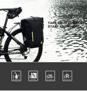 Planet Gates 25L black 25L Cycling Bike Bags MTB Bike Rear Rack Bag Full Waterproof Multifunction Road Bicycle Pannier Rear Seat Trunk Bag