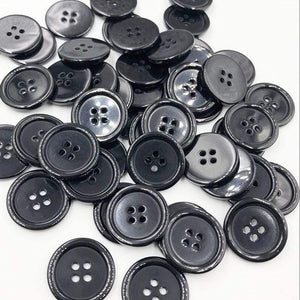 Planet Gates 25mm 50pcs 11/15/18/20/25/30mm Black Color Overcoat Plastic Button 4 Holes Craft Sewing PT251