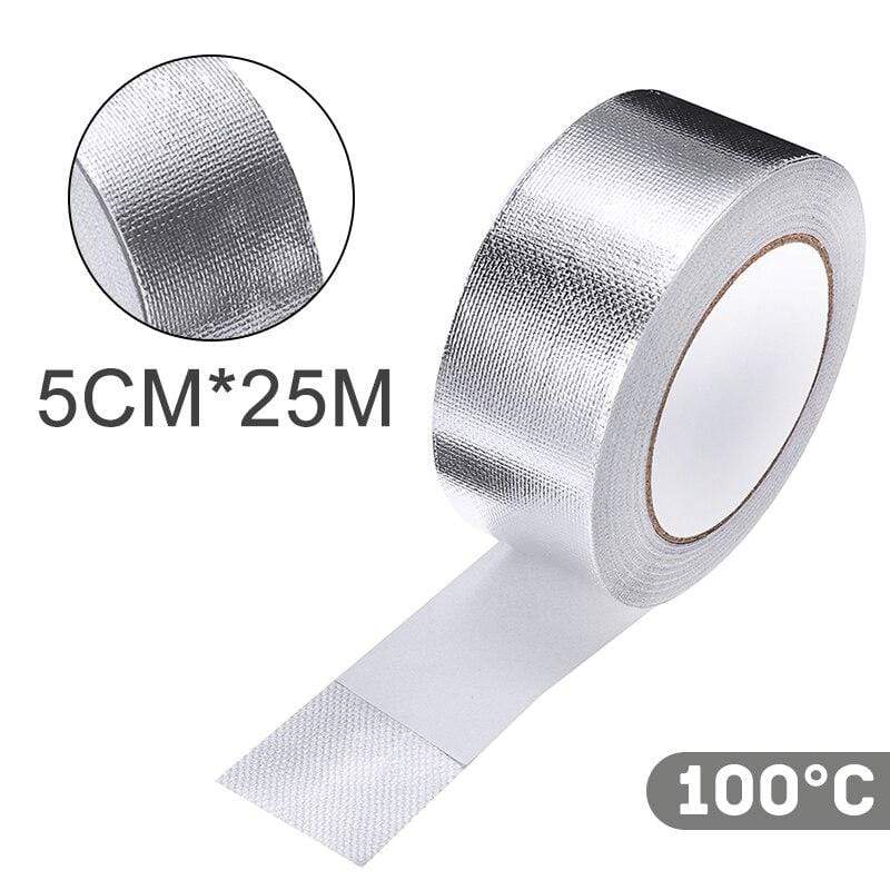 Planet Gates 25Mx5cm Car Motorcycle Aluminum Foil Heat Shield Tape Adhesive Exhaust Wrap Pipe Ducts High Temp Resistant Repairs Tape