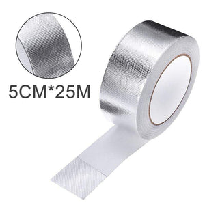 Planet Gates 25Mx5cm Car Motorcycle Aluminum Foil Heat Shield Tape Adhesive Exhaust Wrap Pipe Ducts High Temp Resistant Repairs Tape