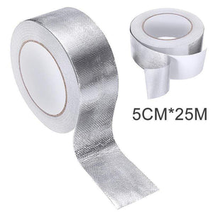 Planet Gates 25Mx5cm Car Motorcycle Aluminum Foil Heat Shield Tape Adhesive Exhaust Wrap Pipe Ducts High Temp Resistant Repairs Tape