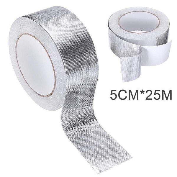 Planet Gates 25Mx5cm Car Motorcycle Aluminum Foil Heat Shield Tape Adhesive Exhaust Wrap Pipe Ducts High Temp Resistant Repairs Tape