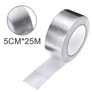 Planet Gates 25Mx5cm Car Motorcycle Aluminum Foil Heat Shield Tape Adhesive Exhaust Wrap Pipe Ducts High Temp Resistant Repairs Tape