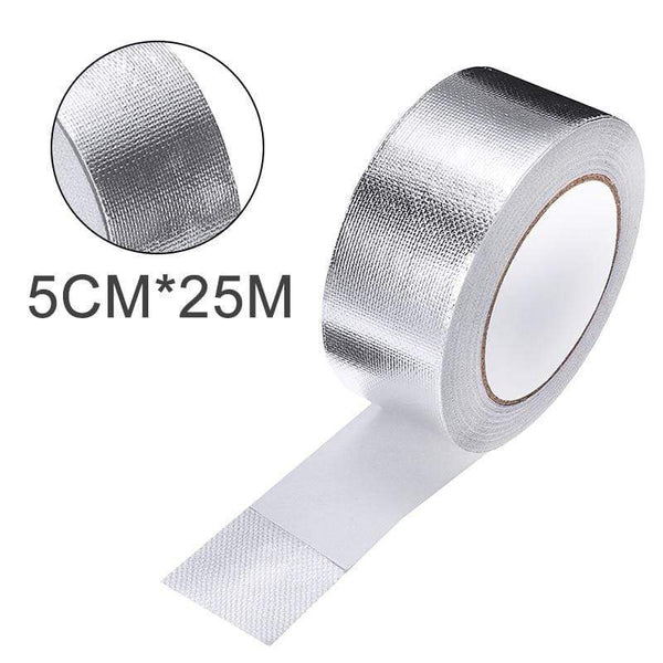 Planet Gates 25Mx5cm Car Motorcycle Aluminum Foil Heat Shield Tape Adhesive Exhaust Wrap Pipe Ducts High Temp Resistant Repairs Tape