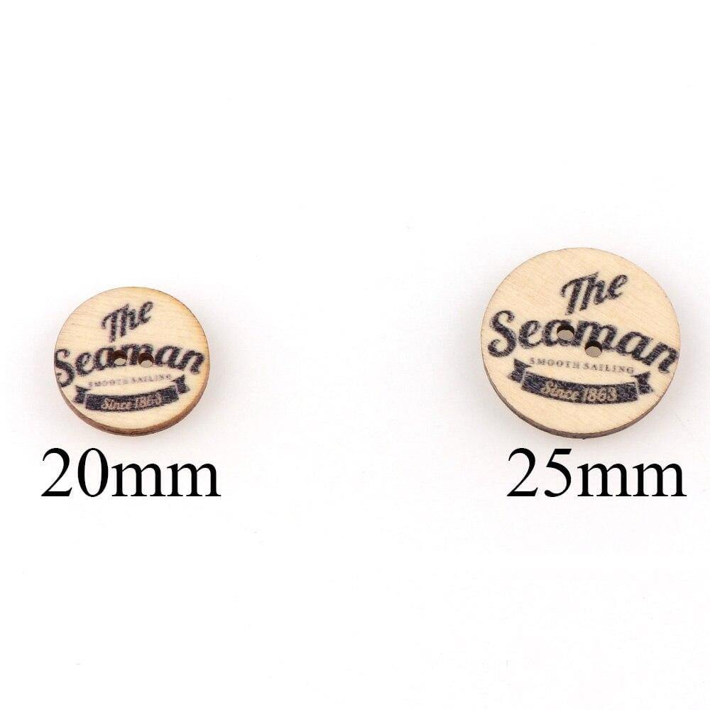 Planet Gates 25pc Vintage Navigation Anchors Pattern Wood Buttons  Sewing Scrapbook Craft Accessories Decorative Button Craft Embellishments