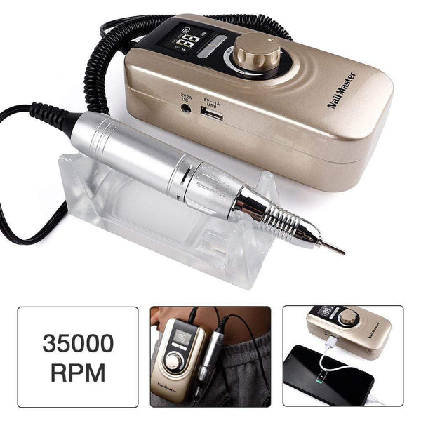 Planet Gates 25W Multi-function 35000RPM Rechargeable Portable Strong Polishing Electric Nail Drill Machine Manicure Pedicure Set Nail Tools