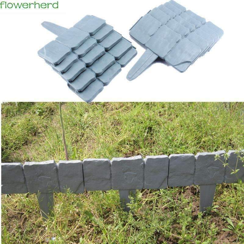 Planet Gates 25x23.5cm Cobbled Stone Effect Plastic Garden Edging Hammer-In Lawn Lawn Palisade  Fencing, Trellis & Gates