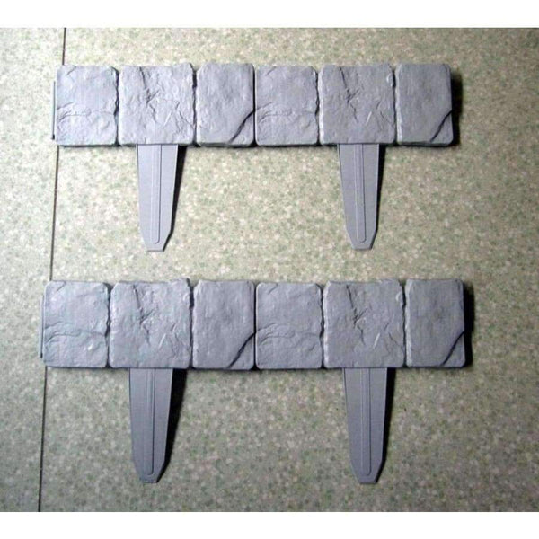 Planet Gates 25x23.5cm Cobbled Stone Effect Plastic Garden Edging Hammer-In Lawn Lawn Palisade  Fencing, Trellis & Gates