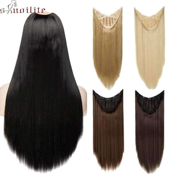 Planet Gates 26" Brazilian Straight U Part Wig  Hair Extension False Hair Long Natural Synthetic Hair for Women Middle Openning