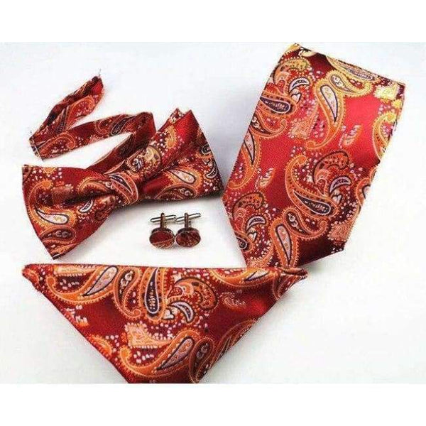 Planet Gates 26 GUSLESON New Plaid Paisley Tie Set 100% Silk Jacquard Mens Necktie Gravata Hanky Cufflinks Bowtie Set Mens Tie for Wedding Party