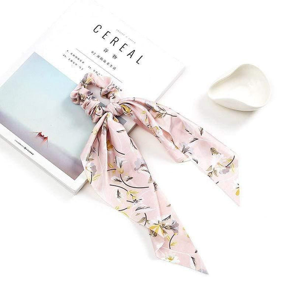 Women Streamers Scrunchies Polka Dot Floral Print Elastic Bow Hair Rope Girl Hair Ties Korean Sweet Hair Accessories Headwear
