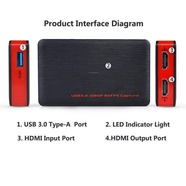 Planet Gates 261 1080P 60fps Audio Video Capture Card fr iOS Phone Game HD Camera Recording Box HDMI to USB 3.0 PC Live Streaming Plate