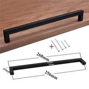 Modern Black Cabinet Handle Square Furniture Hardware Stainless Steel Kitchen Door Knobs Cupboard Wardrobe Drawer Pulls