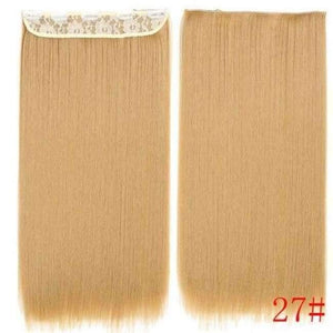 Planet Gates #27 / 22inches 22Inch Long Straight Synthetic Clip in Hair Extension Heat Resistant 5 Clip Hairpiece Black Blonde Brown Synthetic Hair