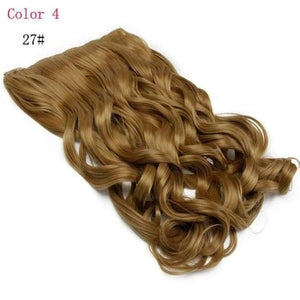 Planet Gates 27# / 24inches 24'' Clip in Hair Extensions Natural One Pieces 5Clips Heat Resistant Synthetic Hair Wavy Ombre Hairpiece Women Wigs