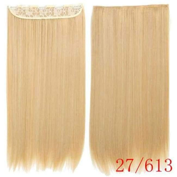 Planet Gates 27/613# / 22inches 22Inch Long Straight Synthetic Clip in Hair Extension Heat Resistant 5 Clip Hairpiece Black Blonde Brown Synthetic Hair
