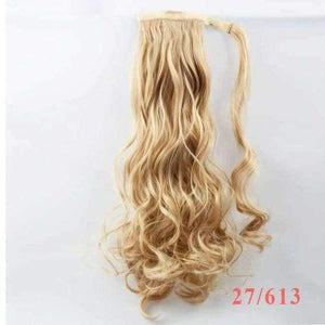 Planet Gates 27/613# / 22inches / China 22" Long Wave Clip In Hair Tail False Hair Ponytail Hairpiece With Hairpins Synthetic Wig Pony Tail Hair Extensions
