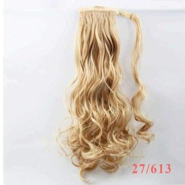 Planet Gates 27/613# / 22inches / China 22" Long Wave Clip In Hair Tail False Hair Ponytail Hairpiece With Hairpins Synthetic Wig Pony Tail Hair Extensions