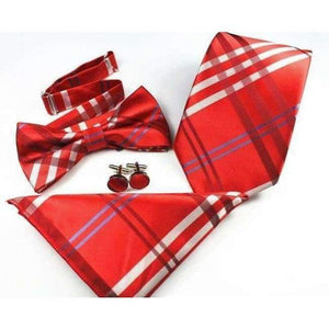 Planet Gates 27 GUSLESON New Plaid Paisley Tie Set 100% Silk Jacquard Mens Necktie Gravata Hanky Cufflinks Bowtie Set Mens Tie for Wedding Party