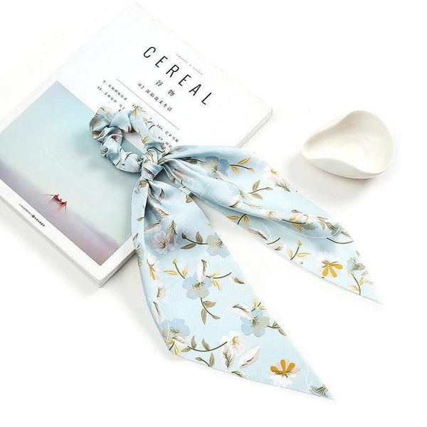 Women Streamers Scrunchies Polka Dot Floral Print Elastic Bow Hair Rope Girl Hair Ties Korean Sweet Hair Accessories Headwear