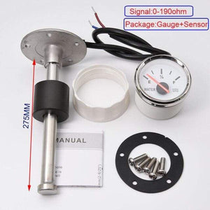 Planet Gates 275mm Boat Car 52MM Water Level Gauges 0-190ohm Red Backlight Marine Water Tank Level Indicator Meter Water Level Sensor 100-550MM