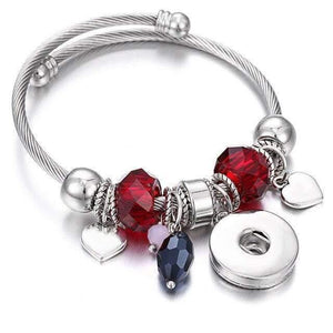 Planet Gates 28 Bracelets for 18mm Snaps Jewelry Elastic Silver Beaded Snap Bracelet Bangles Fit Snap Buttons Jewelry Charms Bracelet