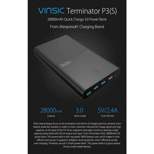 Planet Gates 28000mAh Power Bank 18650 with QC 3.0 2.4A Dual USB Dual Way Quick Charger for iPhone X iPhone 8 8 Plus Xiaomi Samsung S7