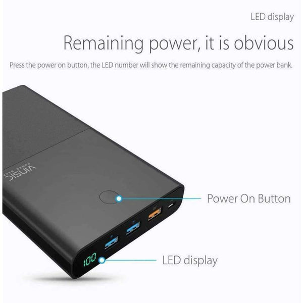 Planet Gates 28000mAh Quick Charge Power Bank 5V/9V/12V Smart QC 3.0 2 USB Ports 18650 Lithium External Battery for iPhone X Xiaomi