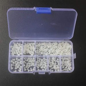 280PCS/Set Metric M2.5 Assortment Nylon Screws Bolt Nuts Fastener White Plastic Nylon Screw Nut Set 7 Sizes HOT