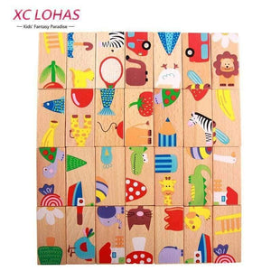 Planet Gates 28pcs/set Animal Colored Dominoes Wooden Puzzle Cartoon  Montessori Educational Baby Toys Cute Birthday Gifts Funny Kids Games