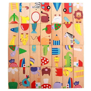Planet Gates 28pcs/set Animal Colored Dominoes Wooden Puzzle Cartoon  Montessori Educational Baby Toys Cute Birthday Gifts Funny Kids Games