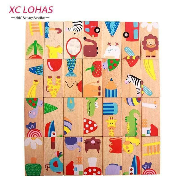 Planet Gates 28pcs/set Animal Colored Dominoes Wooden Puzzle Cartoon  Montessori Educational Baby Toys Cute Birthday Gifts Funny Kids Games