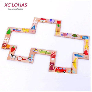 Planet Gates 28pcs/set Animal Colored Dominoes Wooden Puzzle Cartoon  Montessori Educational Baby Toys Cute Birthday Gifts Funny Kids Games