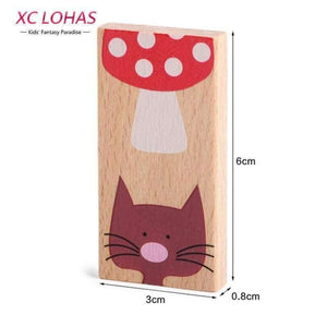 Planet Gates 28pcs/set Animal Colored Dominoes Wooden Puzzle Cartoon  Montessori Educational Baby Toys Cute Birthday Gifts Funny Kids Games