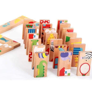 Planet Gates 28pcs/set Animal Colored Dominoes Wooden Puzzle Cartoon  Montessori Educational Baby Toys Cute Birthday Gifts Funny Kids Games