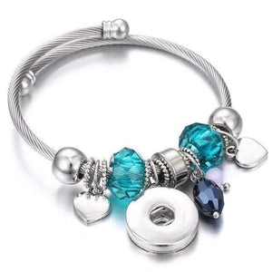 Planet Gates 29 Bracelets for 18mm Snaps Jewelry Elastic Silver Beaded Snap Bracelet Bangles Fit Snap Buttons Jewelry Charms Bracelet