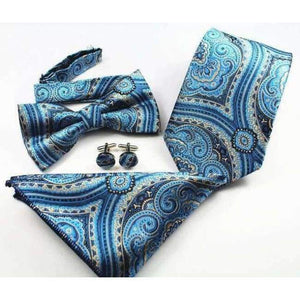 Planet Gates 29 GUSLESON New Plaid Paisley Tie Set 100% Silk Jacquard Mens Necktie Gravata Hanky Cufflinks Bowtie Set Mens Tie for Wedding Party