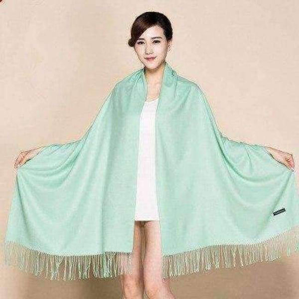 Planet Gates 29 mint green Cashmere scarf women large size winter pashmina wraps 260 gram around thicker winter long shawl