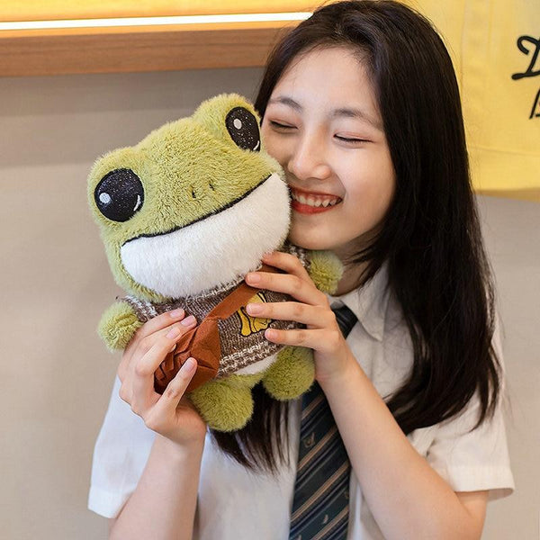 Planet Gates 29cm Cute Plush Big Eyes Frog Toy Stuffed Animals Soft Sweater Crossbody Bag Kids Toys Birthday Christmas Gift for Girls Boys