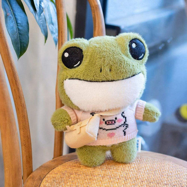 Planet Gates 29cm Cute Plush Big Eyes Frog Toy Stuffed Animals Soft Sweater Crossbody Bag Kids Toys Birthday Christmas Gift for Girls Boys