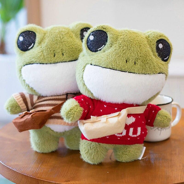 Planet Gates 29cm Cute Plush Big Eyes Frog Toy Stuffed Animals Soft Sweater Crossbody Bag Kids Toys Birthday Christmas Gift for Girls Boys