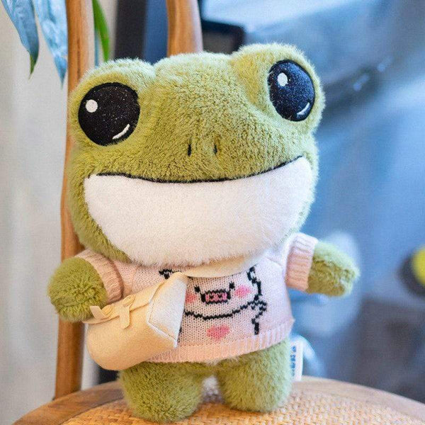Planet Gates 29cm Cute Plush Big Eyes Frog Toy Stuffed Animals Soft Sweater Crossbody Bag Kids Toys Birthday Christmas Gift for Girls Boys