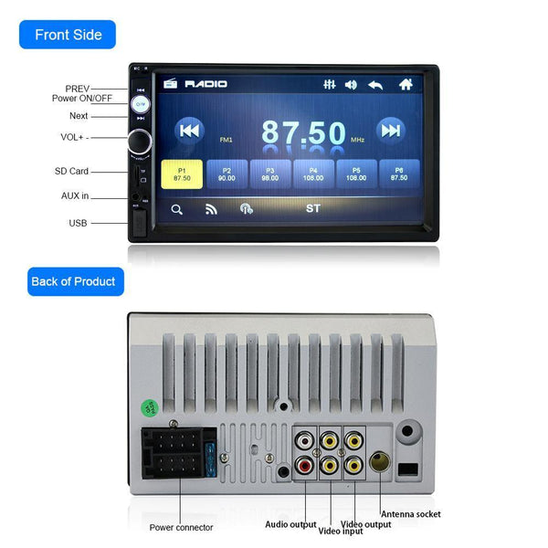 Planet Gates 2din Car Multimedia MP5 Player Audio Stereo 2DIN Car Radio 7" HD Touch Screen Digital Display Bluetooth Autoradio USB FM