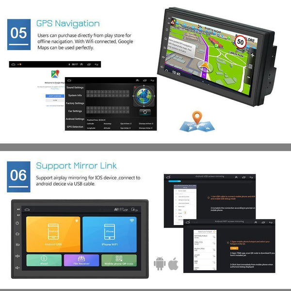Planet Gates 2din Car Radio Android multimedia player Autoradio 2 Din 7'' Touch screen GPS Bluetooth FM WIFI auto audio player stereo